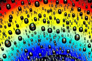 Bubbles with a colorful background.