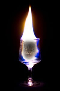 Fire and a Hellcat in a wine glass.